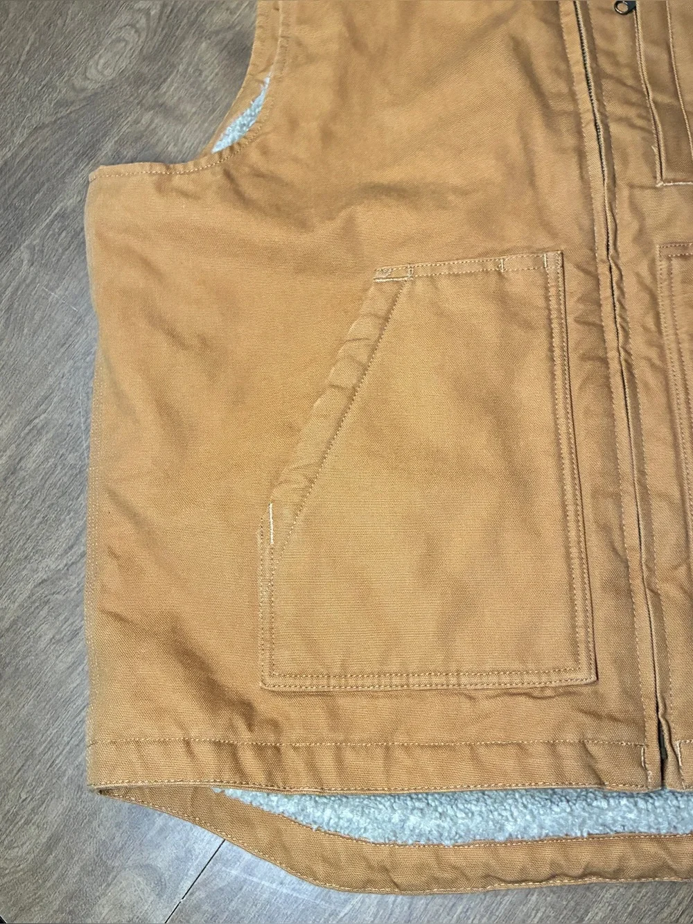 Carhartt Washed Duck Mock Neck Vest Sherpa Lined Brown Model OV4277-M Size Large - Picture 9 of 16